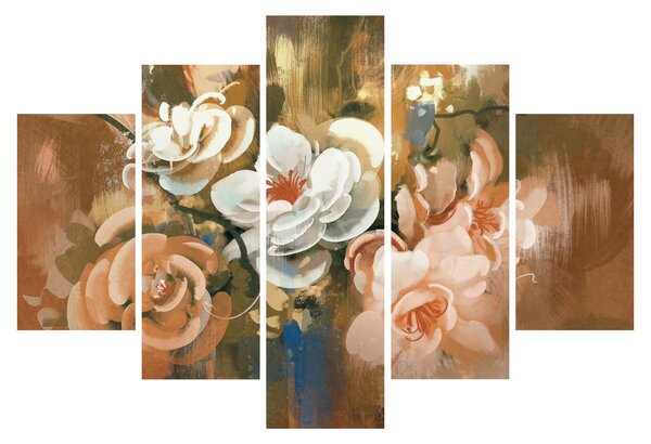 Obraz - Maľovaná kytica kvetov (150x105 cm)
