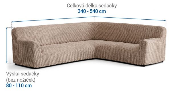 Bielastické poťahy MOSAICO béžové rohová sedačka (š. 350 - 530 cm)
