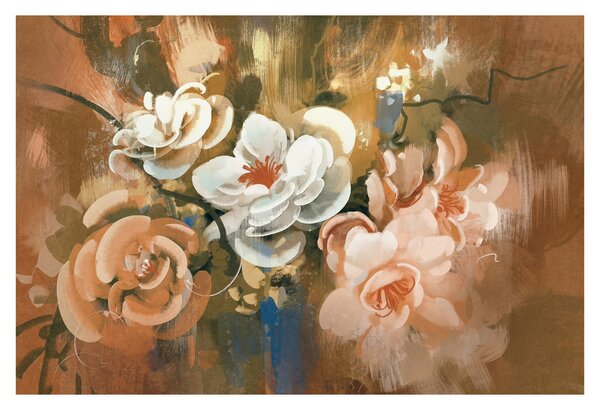 Obraz - Maľovaná kytica kvetov (90x60 cm)