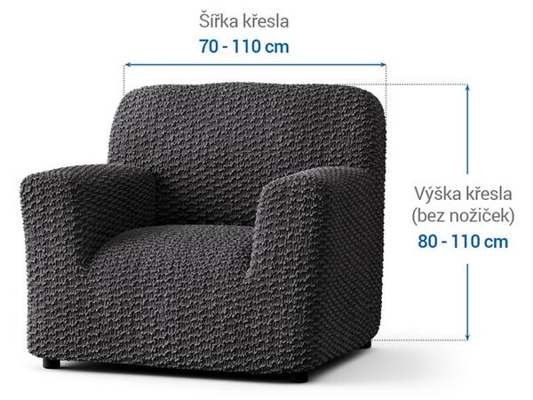 Bielastické poťahy MOSAICO tmavosivé kreslo (š. 60 - 110 cm)