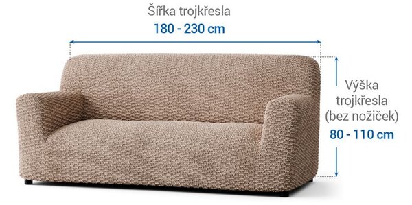 Bielastické poťahy MOSAICO béžové trojkreslo (š. 170 - 220 cm)
