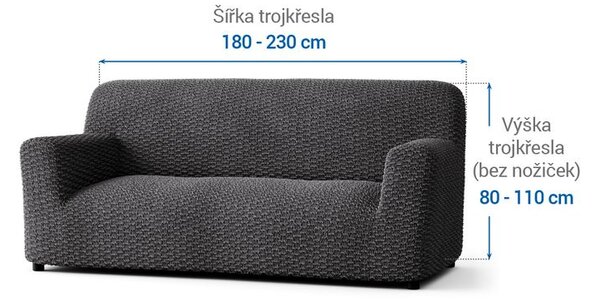Bielastické poťahy MOSAICO tmavosivé trojkreslo (š. 170 - 220 cm)