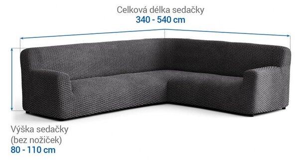Bielastické poťahy MOSAICO tmavosivé rohová sedačka (š. 350 - 530 cm)
