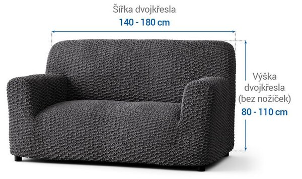 Bielastické poťahy MOSAICO tmavosivé dvojkreslo (š. 120 - 160 cm)