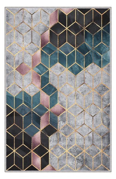 ASIR Predsieňový koberec (100 x 150 cm) HMNT774 sivý a modrý