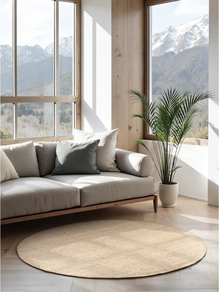 Krémový jutový okrúhly koberec ø 160 cm Bouclé Jaipur – Hanse Home