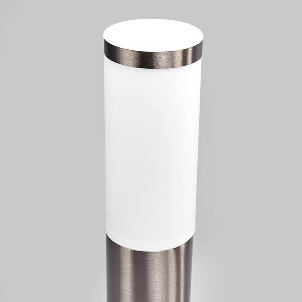 Lindby Stojacie svietidlo Kristof, nerezová oceľ, výška 45 cm, E27, Hliník / sivá / zinok, Nehrdzavejúca oceľ, Moderný, Vonkajčie stĺpové osvetlenie