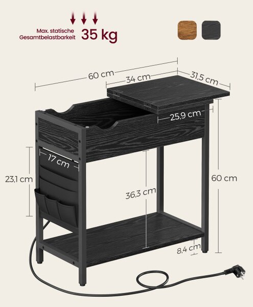Príručný stolík so zásuvkami LET311B56