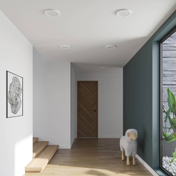 Prios LED stropné svietidlo Aureka, sada 3 ks, senzor, Ø 23 cm, biela, Biela / opálová, Obývacia izba / jedáleň, Hliník, Moderný, Zapustené stropné svietidlo