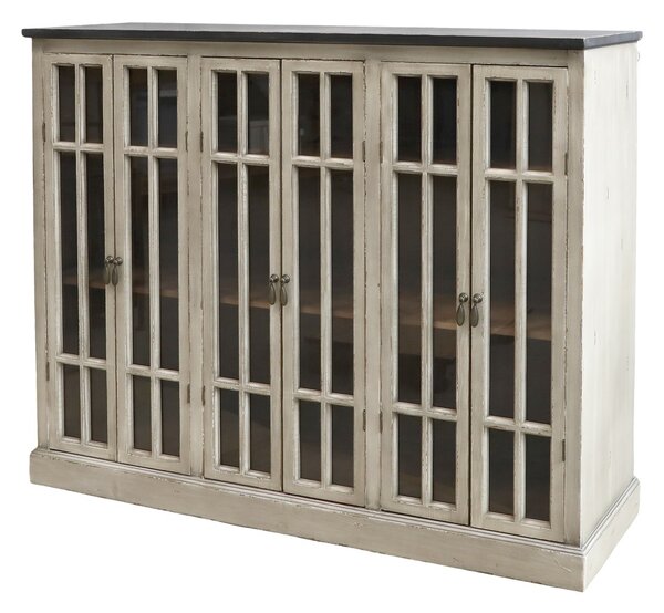 Krémová drevená skriňa s policami a presklenými dverami VABB - 123 * 35 * 100cm - Chic Antique