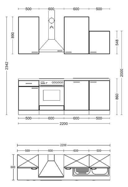 KUCHYNSKÁ LINKA NEPAL 220 220 cm FlexWell - Online Only kuchyne, Online Only