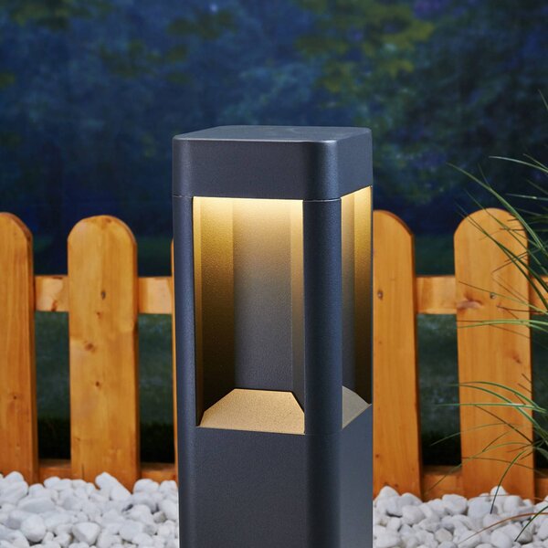 Lucande LED svietidlo na podstavci Annika, antracitová farba, kov, 50 cm, Čierna, Hliník, Moderný, Vonkajčie stĺpové osvetlenie