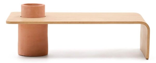 MUZZA Konferenčný stolík s kvetináčom riala 110 x 60 cm prírodný
