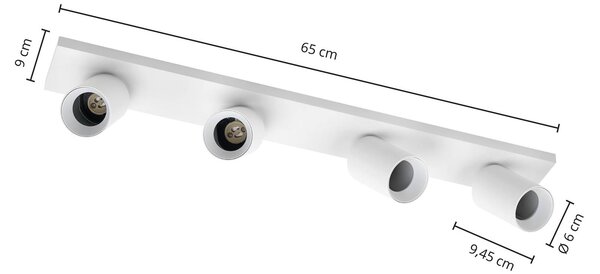 Arcchio bodové svetlá Brinja, biely, hranatý, Ø 7 cm, 4-pl., GU10, Biela / opálová, Obývacia izba / jedáleň, Hliník, Moderný, Stropné svetlo