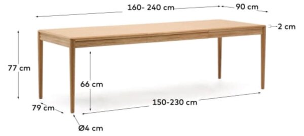 MUZZA Rozkladací jedálenský stôl nelon 160 (240) x 90 cm prírodný