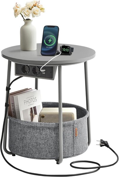 SONGMICS Odkladací stolík so zásuvkou Vasagle Moris sivý