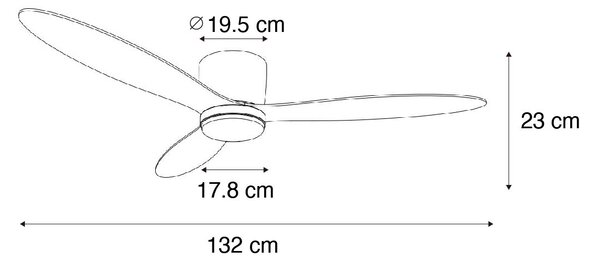Stropný ventilátor biely 132 cm vrátane LED stmievateľný s diaľkovým ovládaním - Sofio