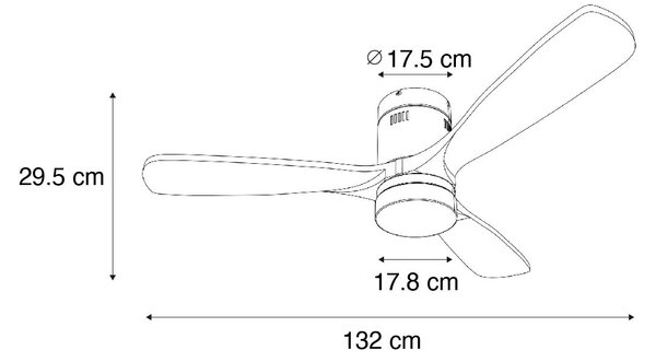 Stropný ventilátor čierny 132 cm vrátane LED stmievateľný s diaľkovým ovládaním - Sofia