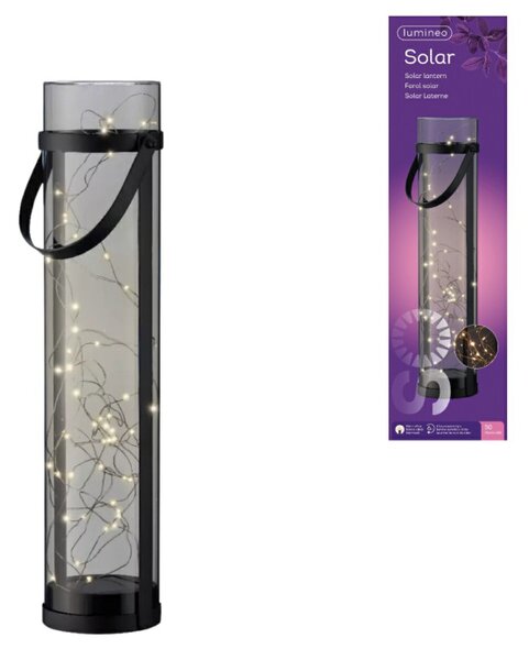 Solárna lampa LANTERN GREY 46 cm sivá