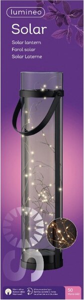 Solárna lampa LANTERN GREY 46 cm sivá