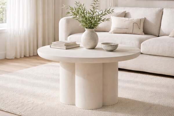 Okrúhly konferenčný stolík Cylindus 80 cm - béžový