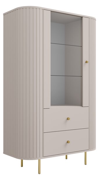 Bežová vitrína Lento 98 cm so zásuvkami - piesková