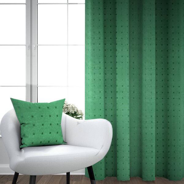 Ervi dekoračný záves s pútkami - Štvorčeky mint zelený 145x245cm