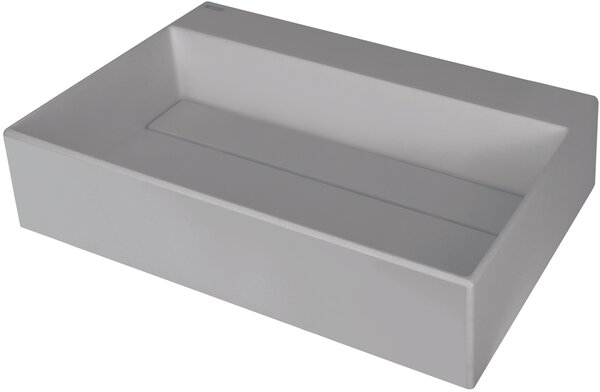 Deante Correo, granitové umývadlo na dosku s poličkou pod batériu a krycou doskou 600x400x130 mm, šedá metalíza, CQR_SU6M