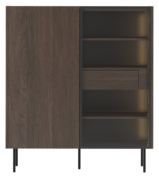 Dvojdverová vitrína Dunari 120 cm s ukrytými zásuvkami - dub dunin