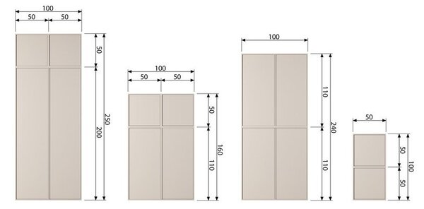 Krémová modulárna skriňa z borovicového dreva 50x200 cm Daily – vtwonen