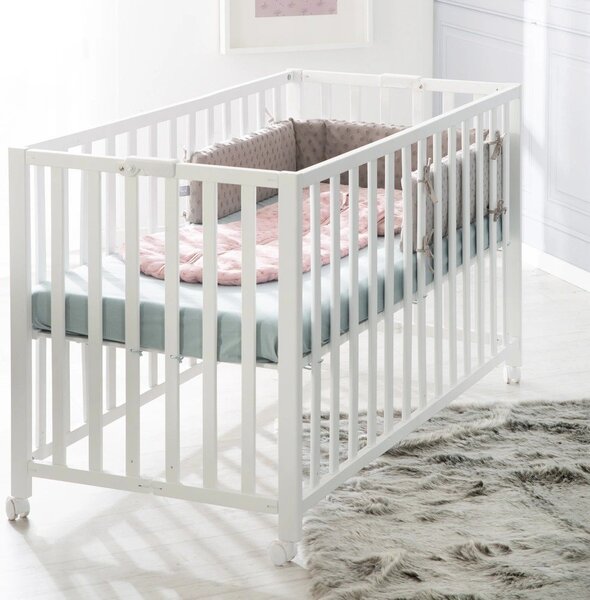 Biela skladacia postieľka na kolieskach 60x120 cm Fold up – Roba