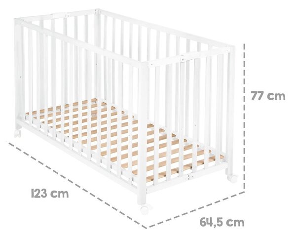 Biela skladacia postieľka na kolieskach 60x120 cm Fold up – Roba