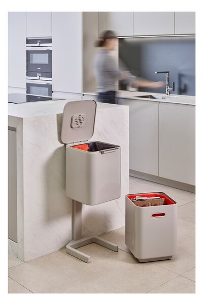 Krémovobiely kôš na triedený odpad Joseph Joseph Totem Compact, 40 l