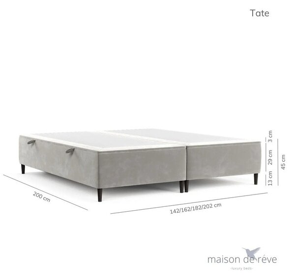 Krémovobiela čalúnená dvojlôžková posteľ s úložným priestorom 180x200 cm Tate – Maison de Rêve