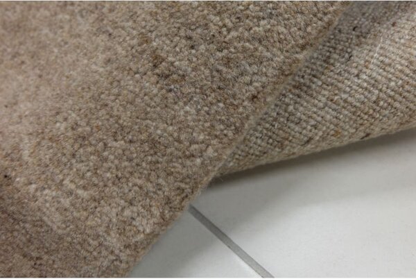 Vlnený jednofarebný ručne tkaný koberec Daleo 100 Uni Beige 0,60 x 0,95 m