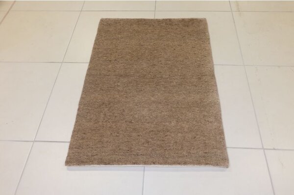 Vlnený jednofarebný ručne tkaný koberec Daleo 100 Uni Beige 0,60 x 0,95 m