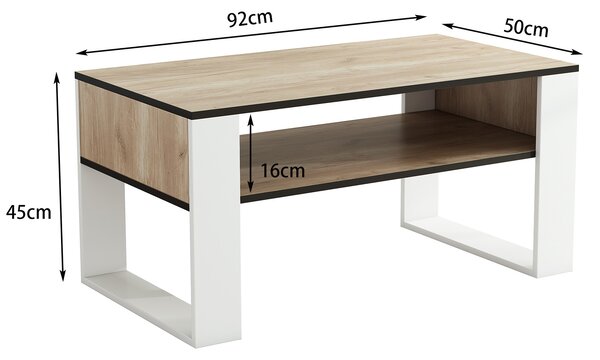 Konferenčný stolík Houseland Domini dub craft zlatý/biely