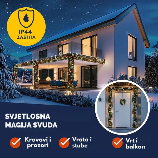 Vianočná girlanda ANDREA s osvetlením na diaľkové ovládanie, zdobená, 5m, zelená Casaria