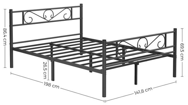 Kovová manželská posteľ 140 cm RMB063B01