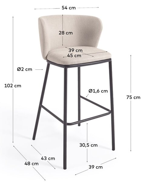 Béžová barová stolička 102 cm Ciselia – Kave Home