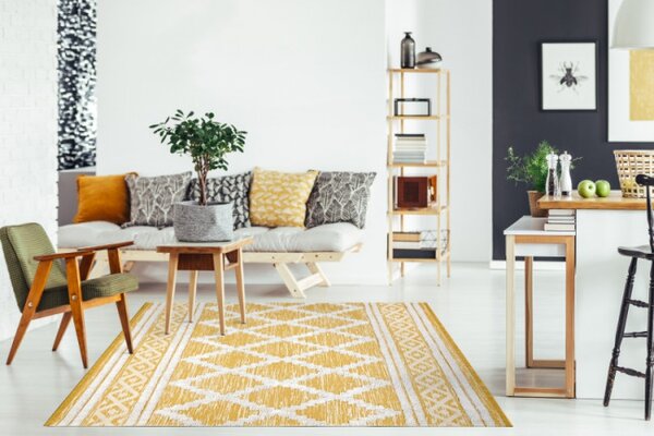 Koberec Boho SIZAL MOROC Romby 22297 žltý/krém