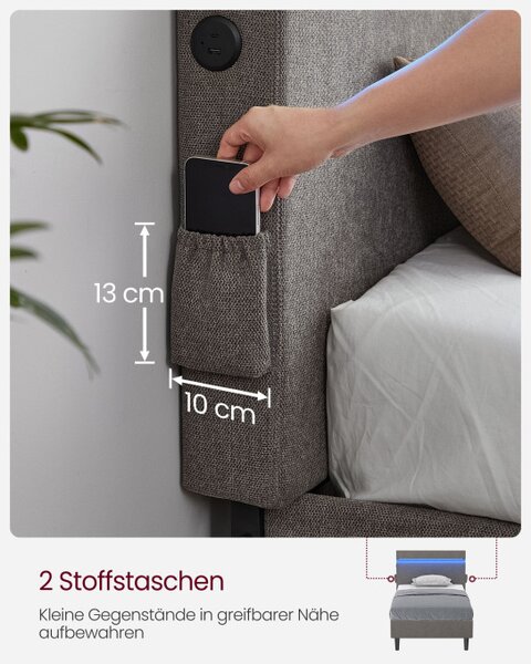 Kovová manželská posteľ s LED 140 cm RMB802G71