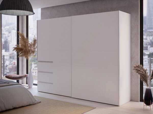 ŠAT. SKRIŇA S POSUV. DVERAMI, biela, 250/200/61 cm Carryhome - Skrine, Online Only