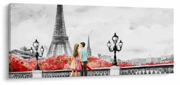 Obraz - Milenci v Paríži (120x50 cm)