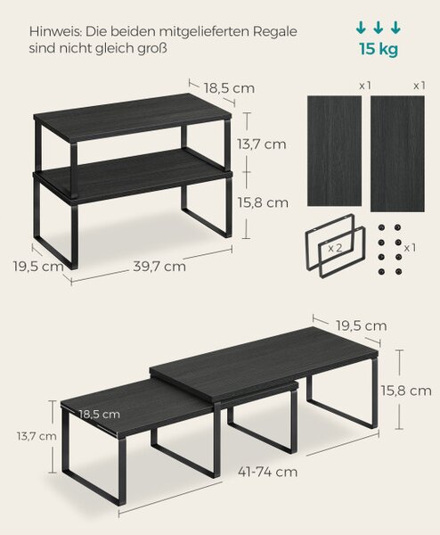 Set 4 kuchynských políc KCS028B01