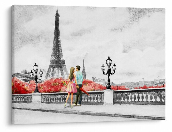Obraz - Milenci v Paríži (70x50 cm)