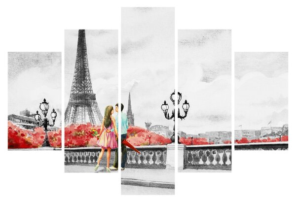 Obraz - Milenci v Paríži (150x105 cm)