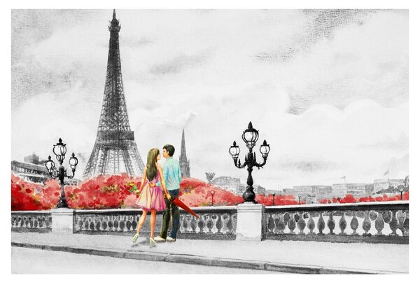 Obraz - Milenci v Paríži (90x60 cm)