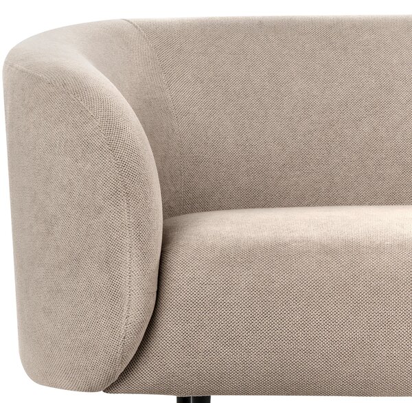 3-miestna pohovka sivobéžová polyester látkové čalúnenie čierne kovové nohy zaoblený tvar moderný art deco štýl obývačka