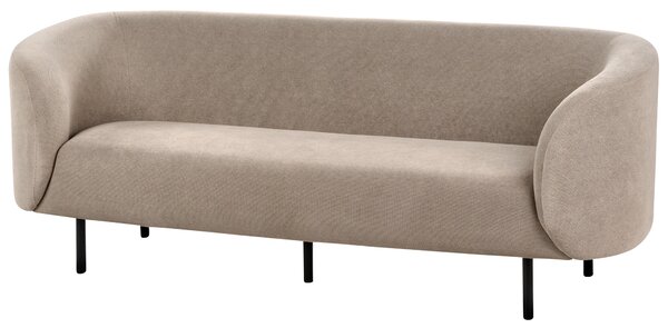 Sedacia súprava sivobéžová polyester látkové čalúnenie čierne kovové nohy zaoblený tvar 2 pohovky kreslo moderný art deco štýl obývačka